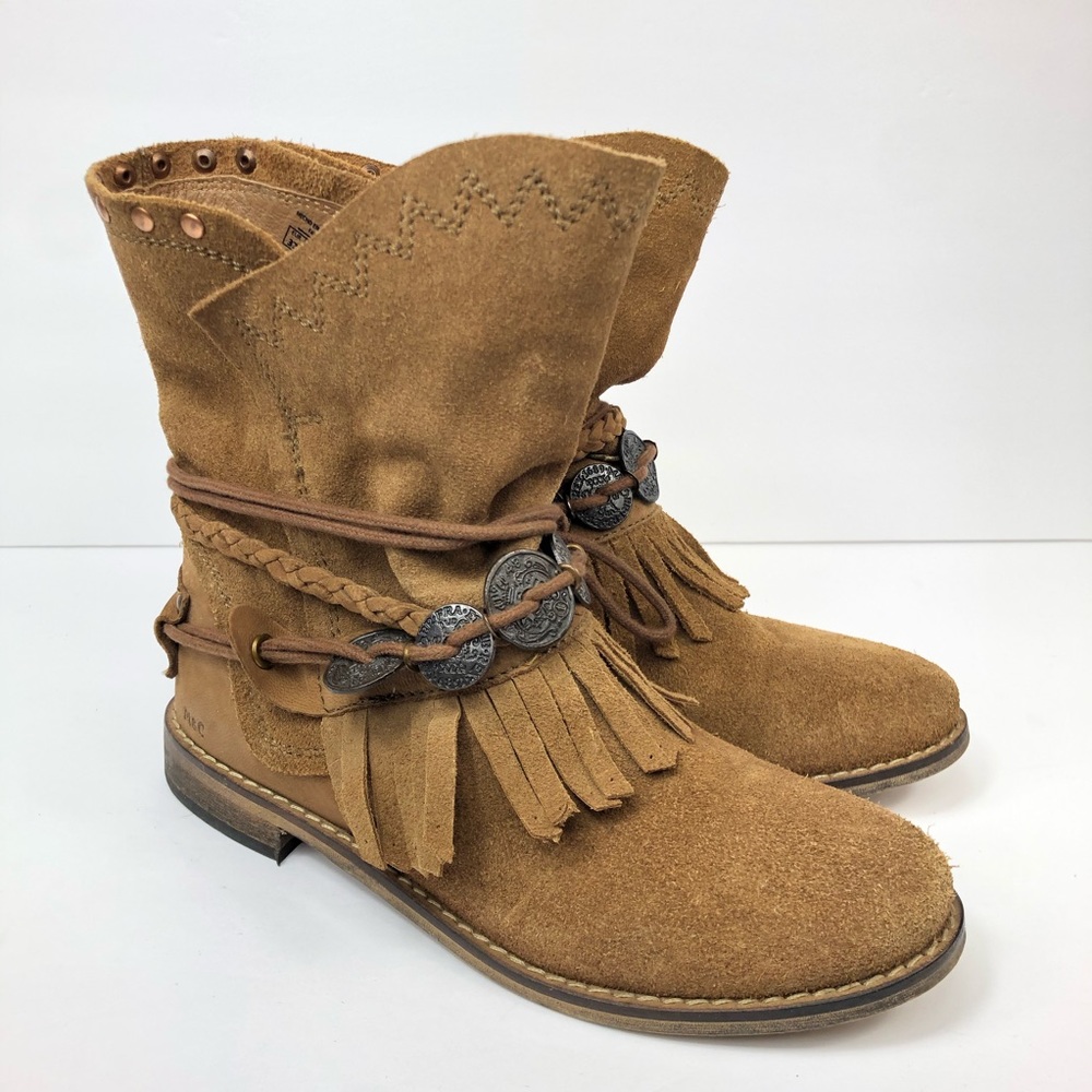 MUSSE CLOUD Anaeh Suede Leather Boho Fringe Boots